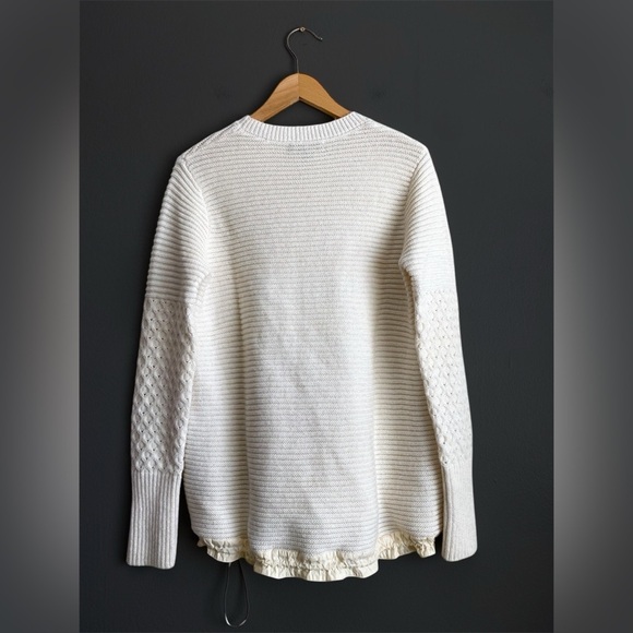 Banana Republic Mohair Wool Cream Cable Knit Pullover Crew Sweater Relaxed Fit S - Picture 3 of 10